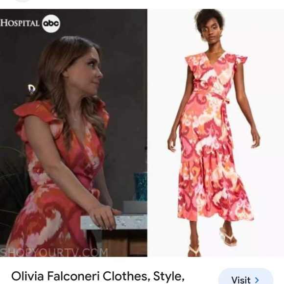 Bar lll Flutter-Sleeve Wrap Maxi Dress. Coral Pink. Size XXL. - Picture 3 of 13